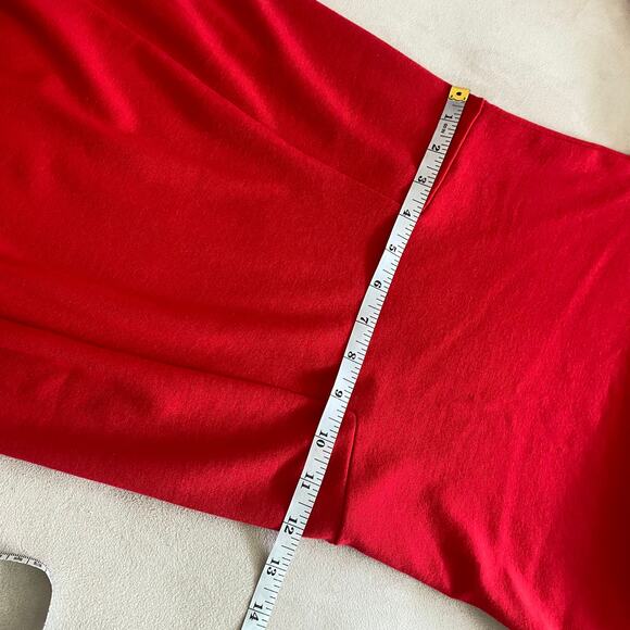 French Connection Valentine Viscose Off Shoulder Dress Size 6 Red Stretchy Fit - Picture 9 of 11